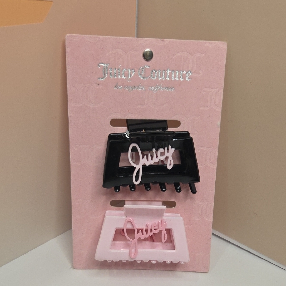 💕▪️Juicy Couture ▪️ 2-Pack 'Juicy' Hair Claw Clips - Black & Light Pink